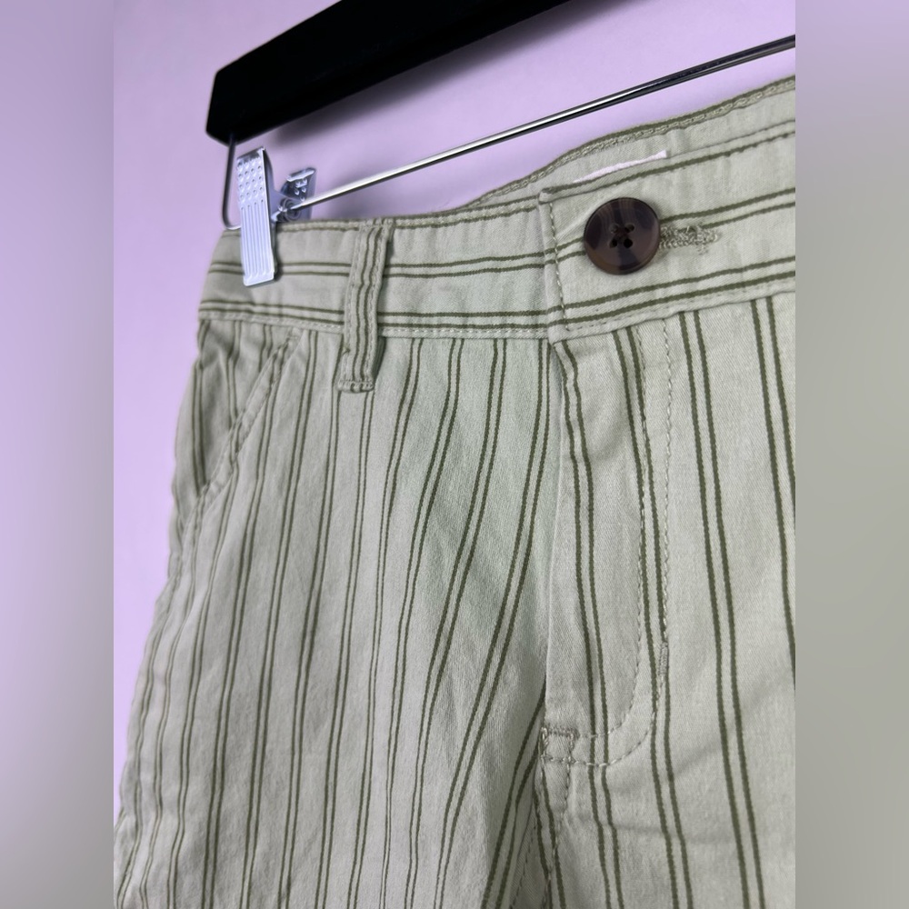 Cat & Jack, Flat-Front Shorts, Green Stripe, Cotton Stretch, Adjustable Waist - Picture 4 of 9